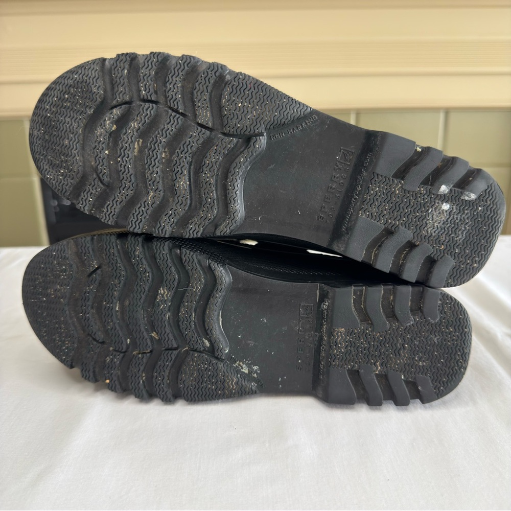 EUC Sperry Waterproof Rubber Quilted Fleece Loafers-Black-Women’s Size 6 - Picture 5 of 10